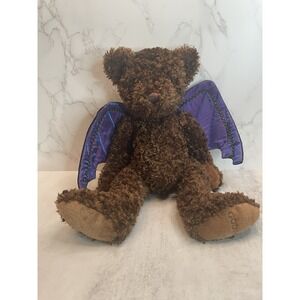 Godiva Brown Teddy Bear with Bat Wings Plush Toy Doll 12" tall